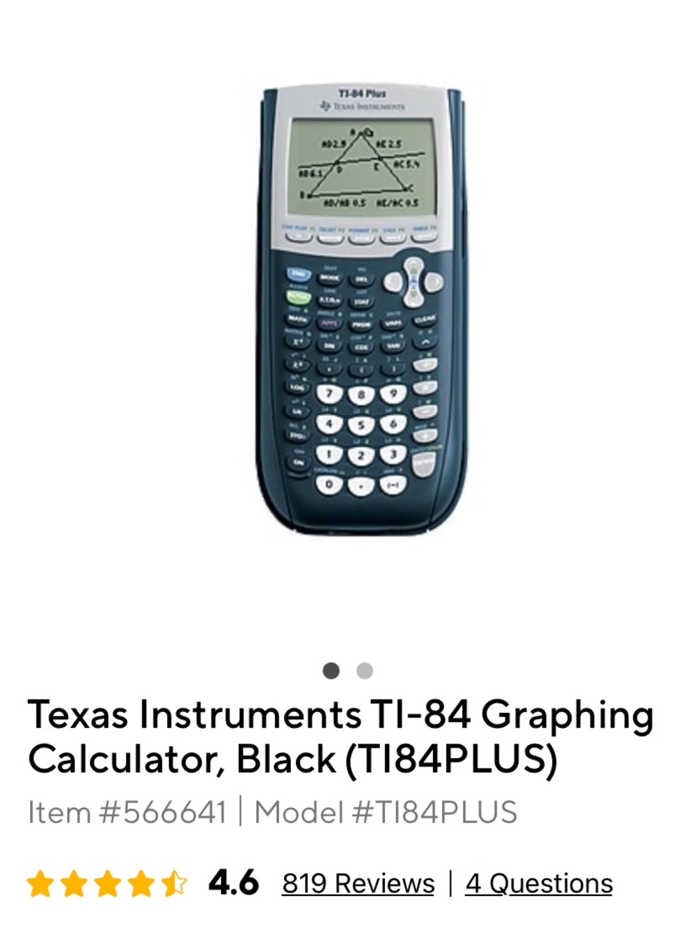 Texas Instruments TI-84 Plus Graphing Calculator - Dark Blue and White Keys